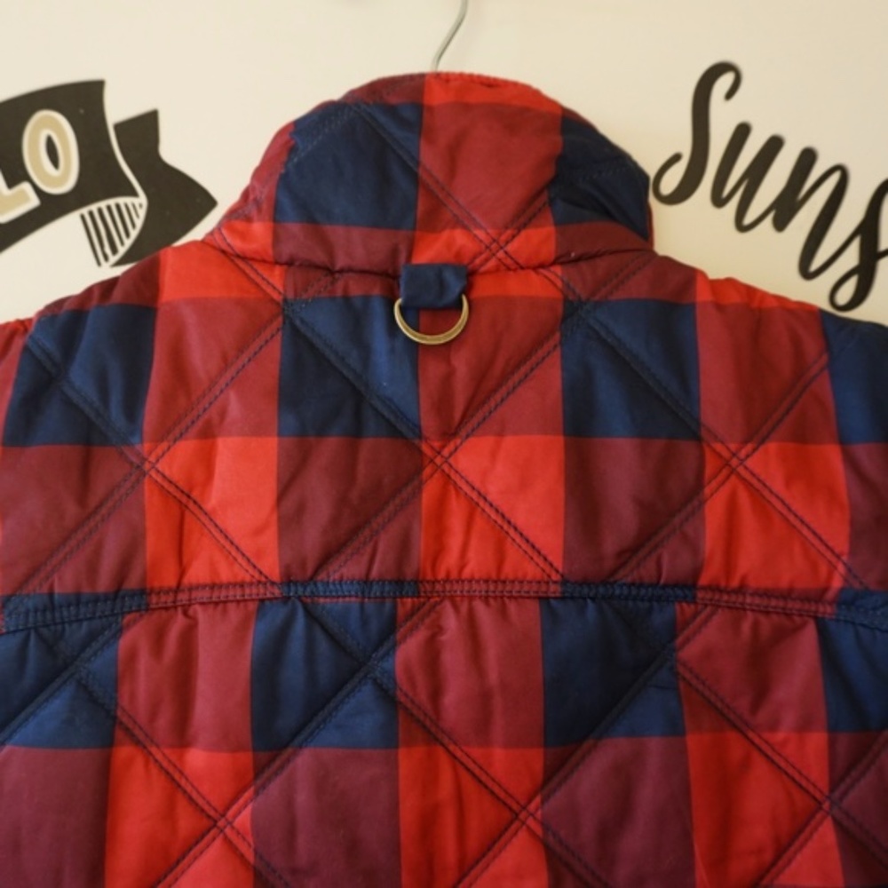 Kensie Buffalo Plaid Red Navy Quilted Puffer Zip Up Vest S Small EUC - Picture 4 of 6